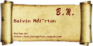 Balvin Márton névjegykártya